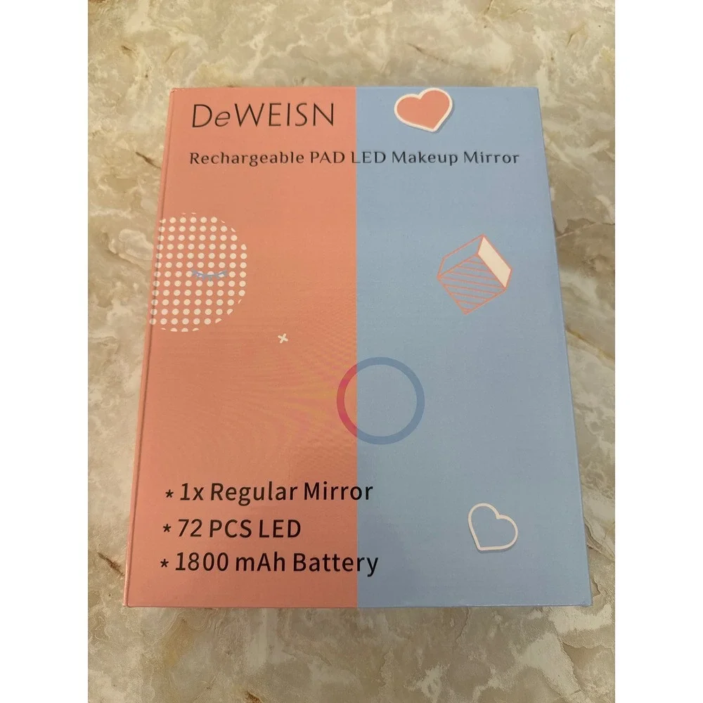 DeWEISN LED Makeup Mirror White Foldable Travel Portable Missing USB Cord Works